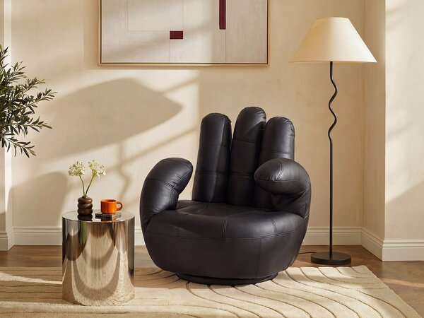 Poltrona a forma di mano girevole in similpelle Nero - CATCHY