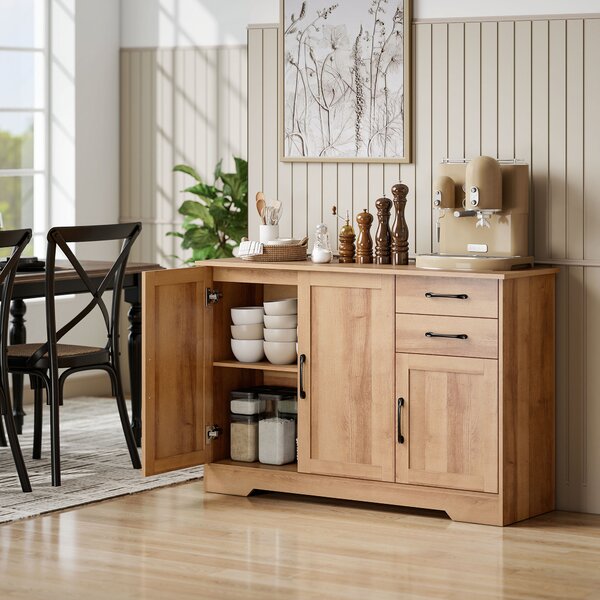 HOMCOM Mobile Cucina con 2 Cassetti e 3 Armadietti, Ripiani Regolabili, 120x38x79 cm, Rovere | Aosom Italy