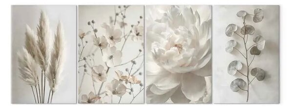 Quadro Eleganza eterea della natura - fiori e foglie in forma sottile