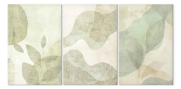 Quadro contemporaneo Eleganza astratta della natura - delicate foglie in tonalità di verde