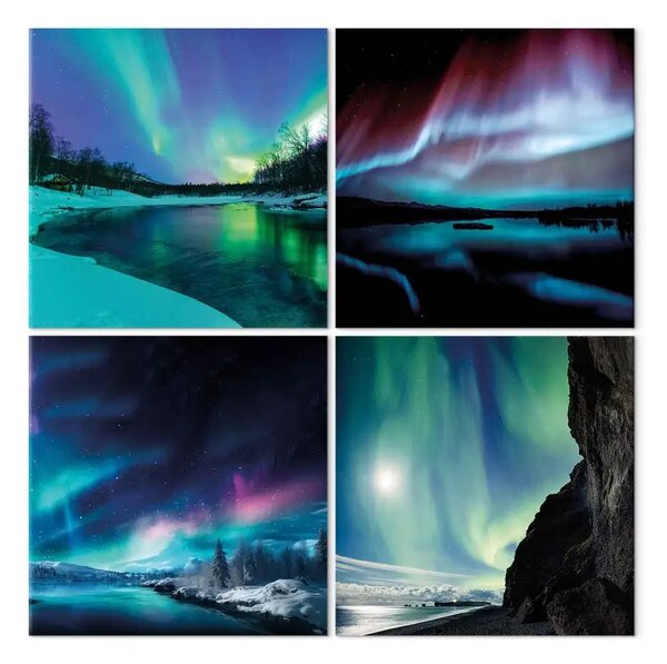 Quadro Aurora boreale - bagliori di luce sul cielo notturno artico