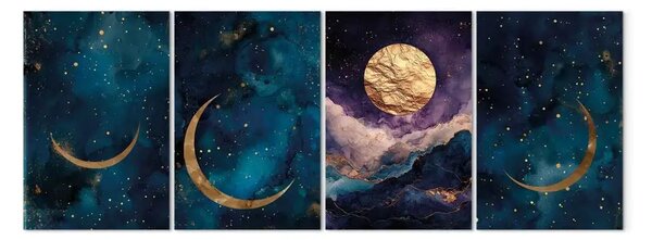 Quadro su tela Cielo notturno - fasi della luna su un cielo notturno blu navy pieno di stelle brillanti
