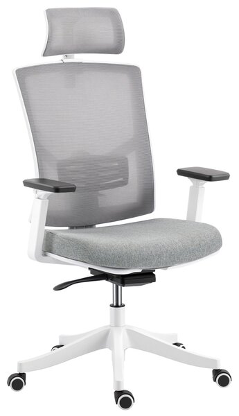 HOMCOM Sedia da Ufficio Ergonomica e Traspirante con Supporto Lombare Dinamico 4D, 64.5x62.5x112-122 cm, Grigio | Aosom Italy