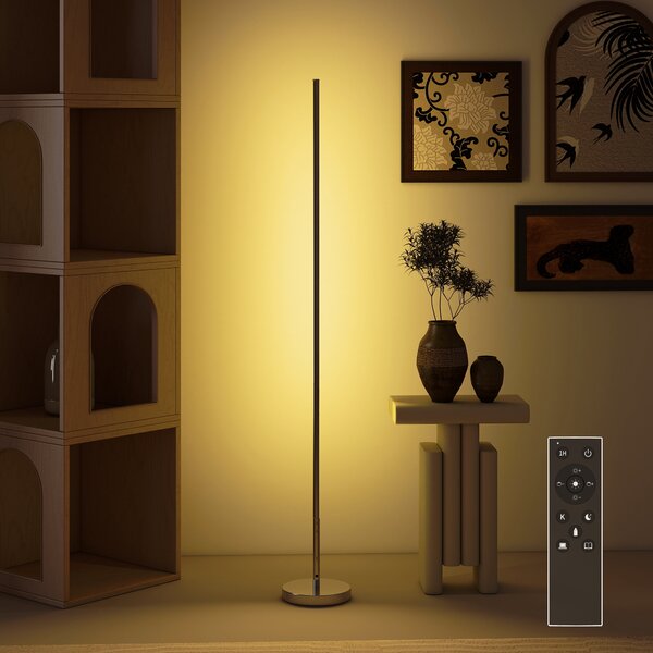 HOMCOM Lampada da Terra LED Alta 150 cm con Temperatura del Colore Regolabile e Telecomando, Argento | Aosom Italy