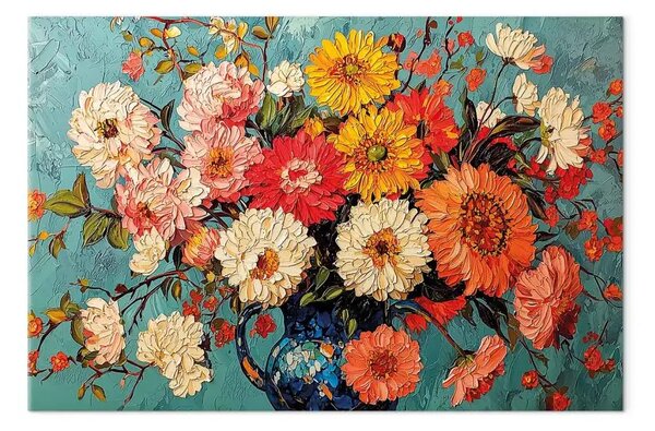 Quadro su tela Fioritura estiva - bouquet di fiori ispirato alla pittura di Van Gogh