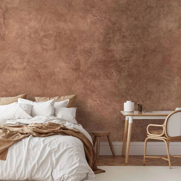 Carta da parati moderna Terracotta e texture - limewash ispirato alla tonalità naturale dell'argilla