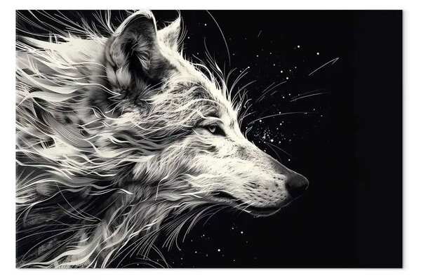 Quadro moderno Creatura mitica - lupo oscuro in bianco e nero