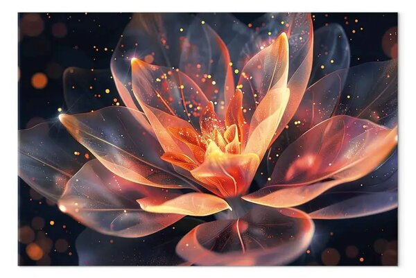 Quadro su tela Bocciolo magico - fiore in stile glamour su sfondo scuro