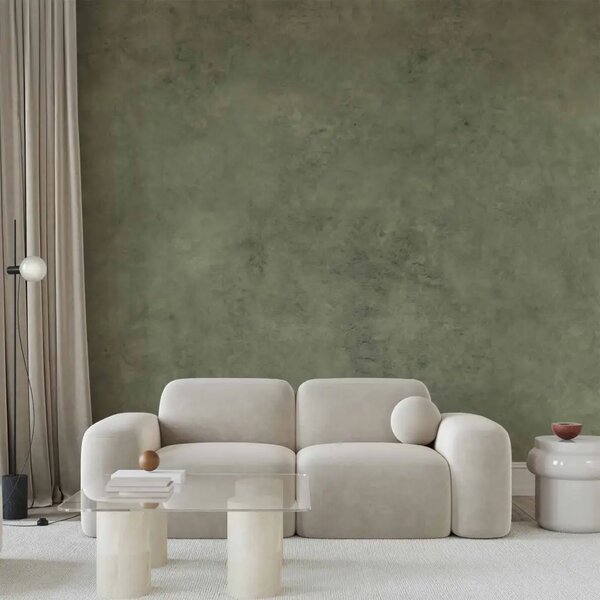 Carta da parati moderna Profondità verde - sottile texture limewash ispirata alla natura