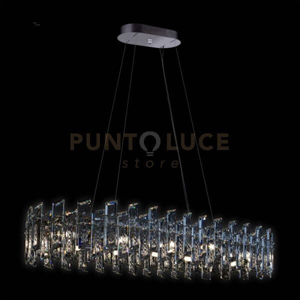 Arcadia lampada a sospensione ovale grande 12 luci, cromo, 12 lampa