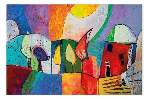 Quadro moderno Città primaverile - astrazione dai colori vivaci