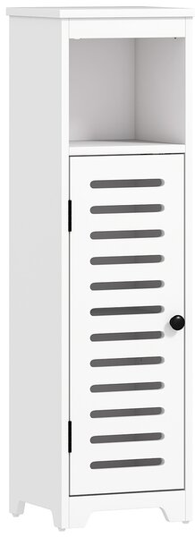 HOMCOM Mobile Bagno Slim con Porta a Lamelle, Mobiletto Bagno con Ripiani Regolabili, Vano Aperto, 22x20x75 cm, Bianco | Aosom Italy