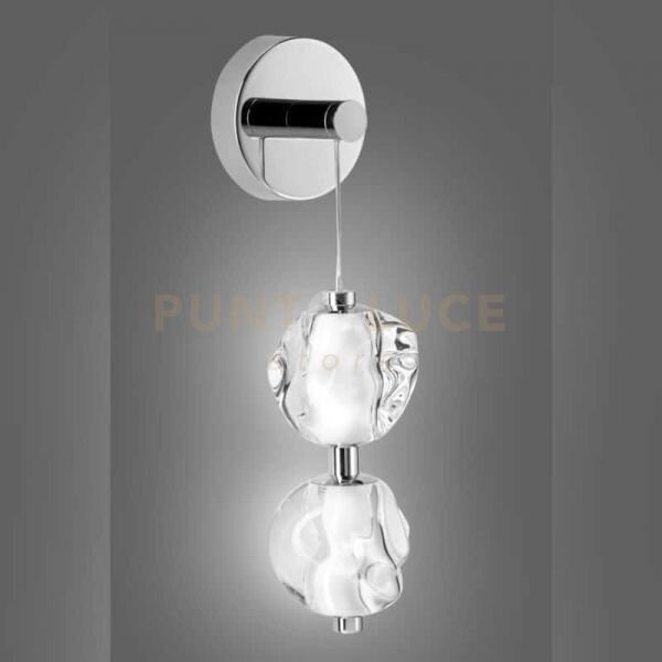 Applique ciottolo a parete led 8,4w lm 714 3000k 2 vetri dimmerabi