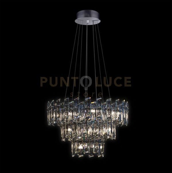 Arcadia lampada a sospensione 3 livelli 3/6/9 luci, cromo, 18 lampa