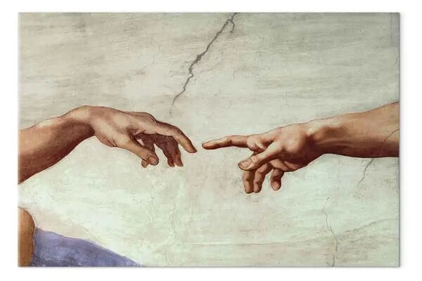 Quadro famoso Michelangelo - Cappella Sistina (Creazione di Adamo, frammento: mani di Dio e Adamo)