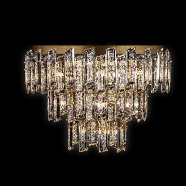 Arcadia frush lampada a soffitto 3 ripiani 3/6/9 luci, oro, 18 lamp