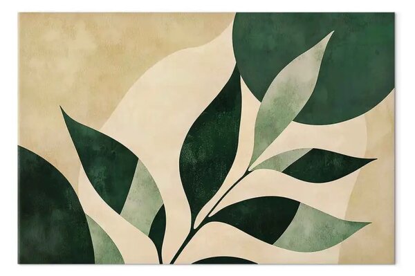 Quadro Foglie tremolanti - composizione in stile mid-century in tonalità di verde profondo