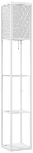 HOMCOM Lampada da Terra 2 in 1 Moderna con 3 Ripiani, Attacco E27, 26 x 26 x 160 cm, Bianco | Aosom Italy