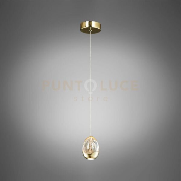 Lampada a sospensione golden egg, oro led 4,8w, 280lm, 3000k, dia.1