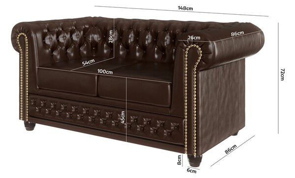 Divano letto marrone scuro in similpelle 148 cm York - Ropez