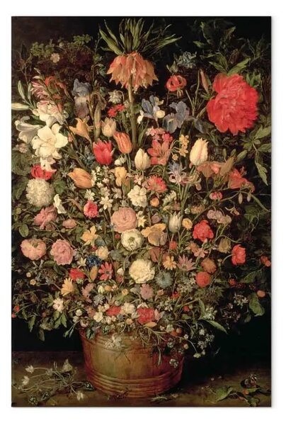 Riproduzione Jan Brueghel the Elder - Grande mazzo di fiori in una vasca di legno