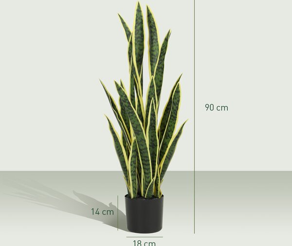 Outsunny Sanseveria Artificiale in Vaso da Esterno e Interno con 21 Foglie Modellabili, Ø20x90 cm | Aosom Italy