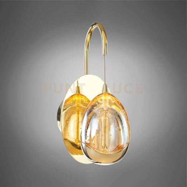 Lampada da parete golden egg, led oro, 4,8w, 3000k 280lm, 16x9xh21cm