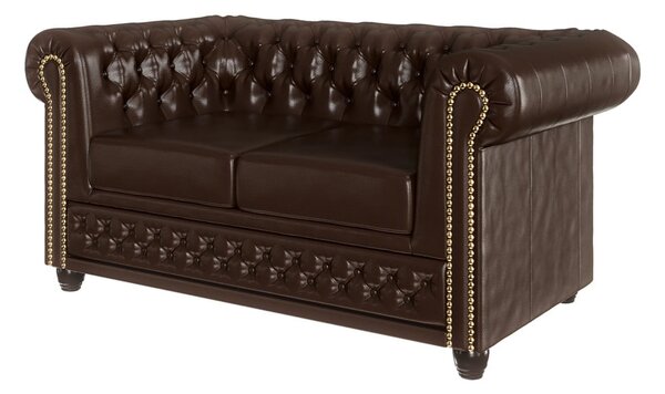 Divano letto marrone scuro in similpelle 148 cm York - Ropez