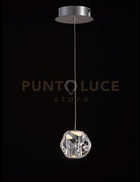 Lampada a sospensione ciottolo 1 luce acrilico trasparente, struttu
