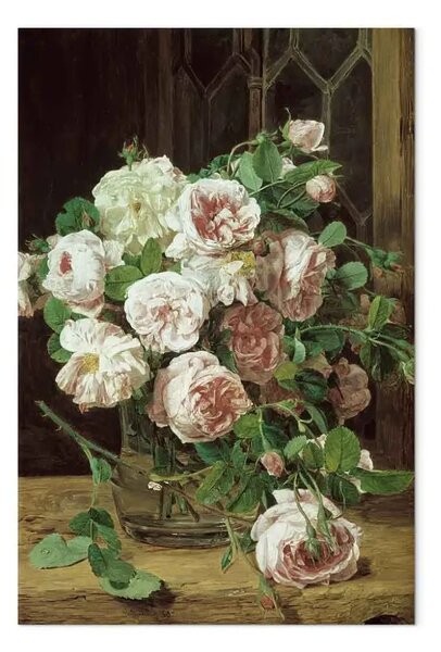 Riproduzione Ferdinand Georg Waldmüller - Bouqet di rose alla finestra