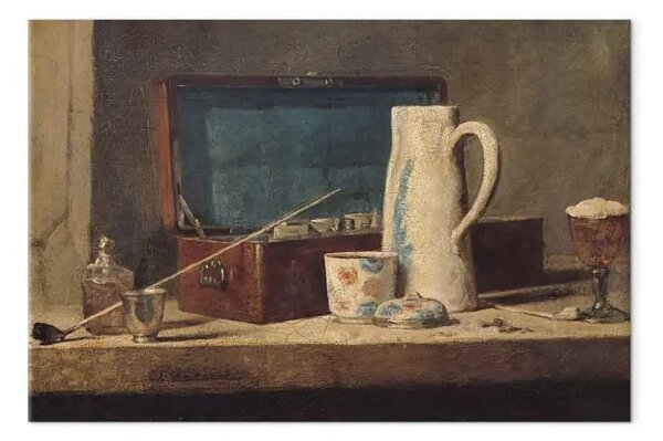 Riproduzione Jean-Baptiste-Siméon Chardin - Natura morta di pipe e un bicchiere