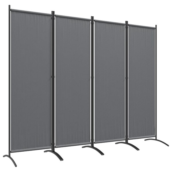Outsunny Separé Divisorio Decorativo da Esterno a 4 Pannelli, Paravento da Giardino Alto Pieghevole, per Interno, Esterno, Balcone e Terrazzo, 221x50x172 cm, Grigio Scuro | Aosom Italy