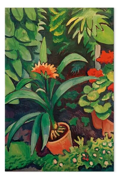 Quadro famoso August Macke - Fiori in giardino, clivia e pelargoni