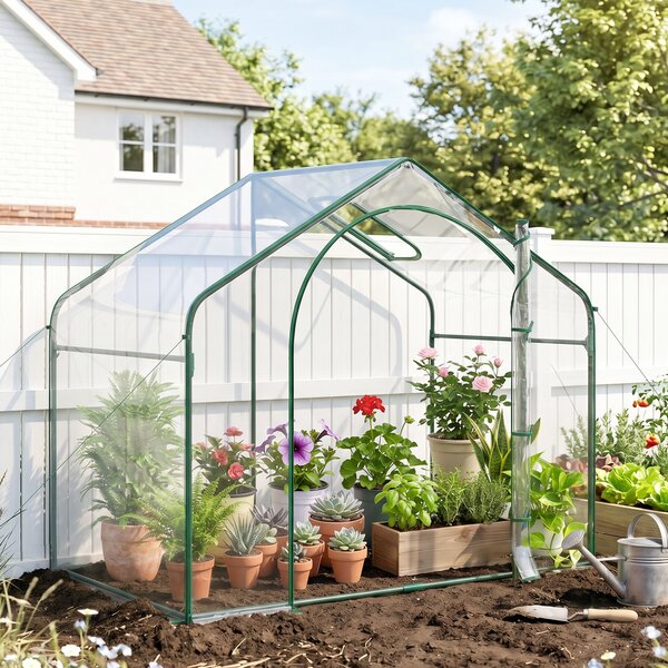 Outsunny Serra per Orto da Giardino con Ingresso a Zip e Presa d'Aria Superiore, in Plastica e Acciaio, 180x100x152 cm, Trasparente | Aosom Italy