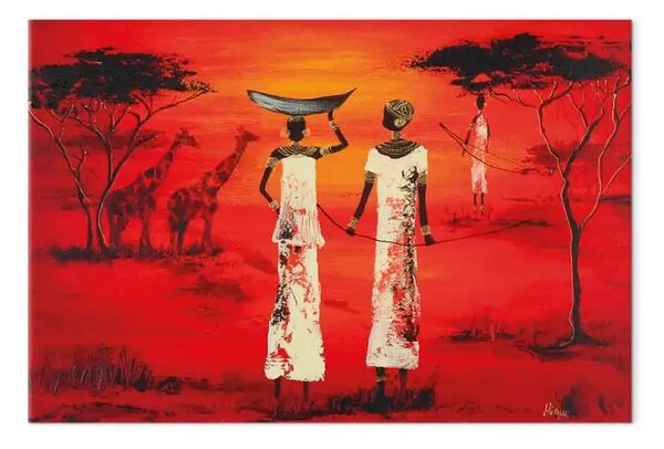 Quadro contemporaneo Tranquillità rossa - Silhouette di persone