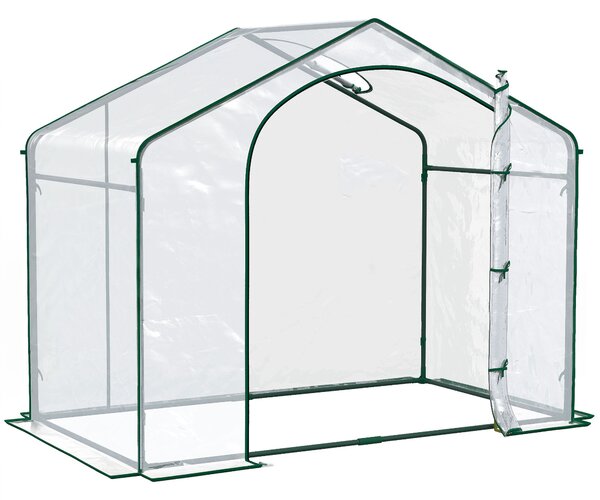 Outsunny Serra per Orto da Giardino con Ingresso a Zip e Presa d'Aria Superiore, in Plastica e Acciaio, 180x100x152 cm, Trasparente | Aosom Italy
