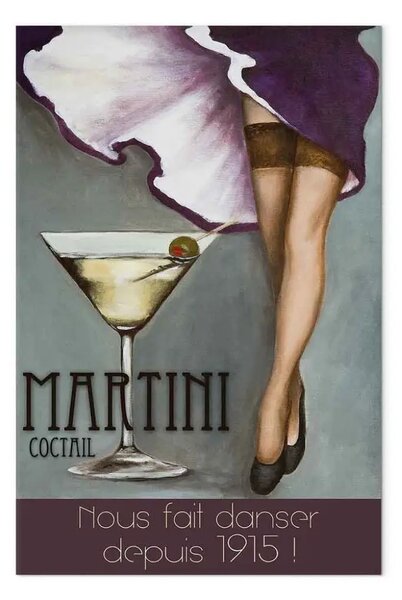 Quadro Cocktail Martini - Slogan pubblicitario in stile vintage