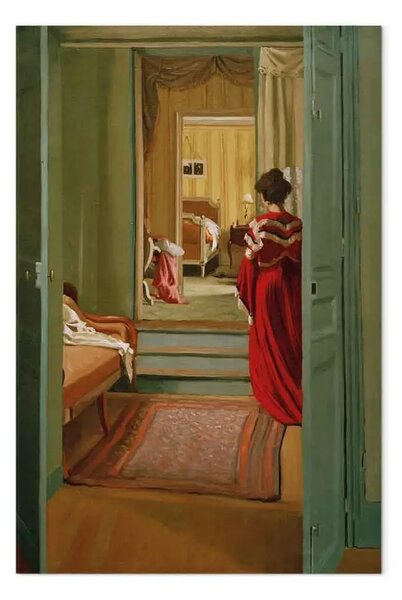 Quadro famoso Félix Vallotton - Intérieur avec femme en rouge de dos
