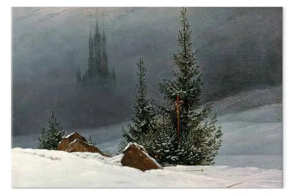 Quadro famoso Caspar David Friedrich - Paesaggio invernale con chiesa