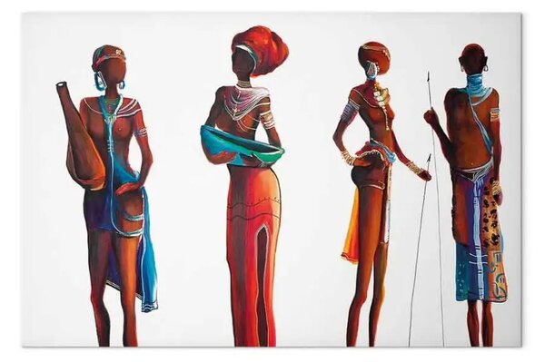 Quadro Tribù africana - Motivo etnico africano con figure umane