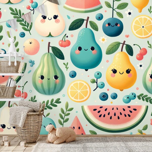 Carta da parati – Frutta allegra con sorrisi