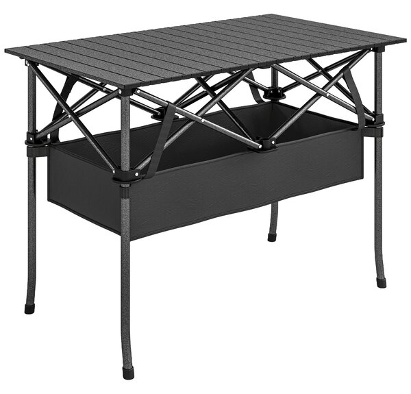 Outsunny Tavolo da Picnic Pieghevole 93cm, Tavolo da Campeggio con Rete Portaoggetti, Borsa per Trasporto e Struttura in Metallo, Portatile per Giardino, Parco, BBQ, Nero | Aosom Italy