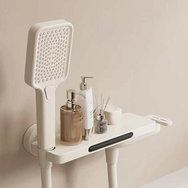Miscelatore per vasca da bagno a cascata - Rubinetto per vasca da bagno da parete con doccetta manuale - Acciaio inossidabile 304 - Finitura spazzolata - Miscelatore monocomando per acqua calda/fredda - Bianco
