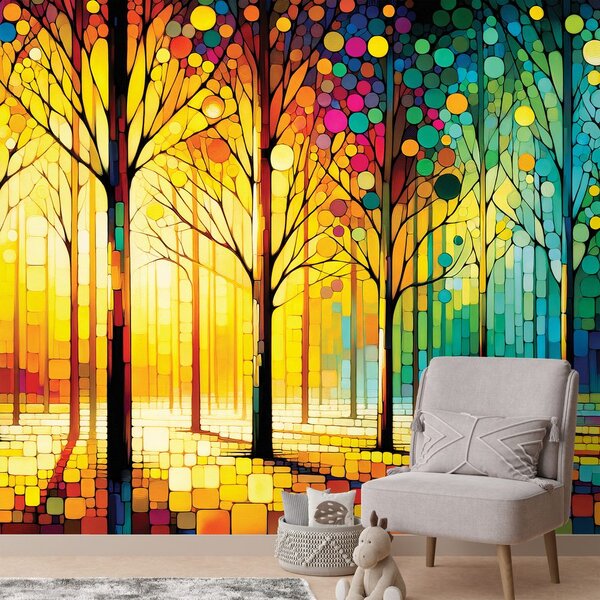 Carta da parati – Mosaico forestale colorato