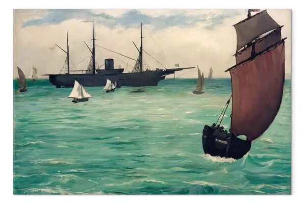 Riproduzione quadro Edouard Manet - La U.S.S. Kearsarge a Boulogne-barca da pesca a vele spiegate