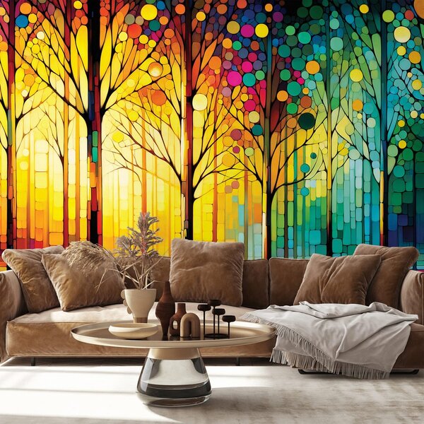 Carta da parati – Mosaico forestale colorato