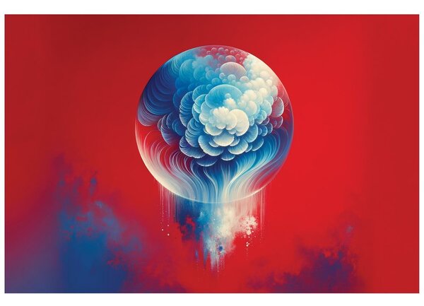 Carta da parati – Medusa astratta blu-rossa