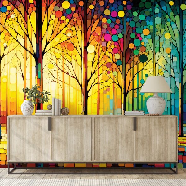 Carta da parati – Mosaico forestale colorato