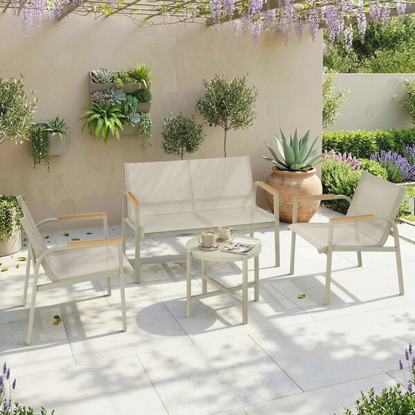 Outsunny Salotto da Giardino con un Divano a 2 posti, 2 Sedie e Tavolino da caffè, Verde | Aosom Italy