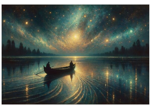 Carta da parati – Lago notturno sotto il cielo stellato